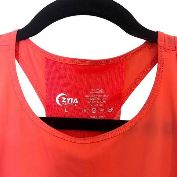 ZYIA Active Double Racer Tank- Coral Athletic Tank- Size Large - Picture 10 of 12